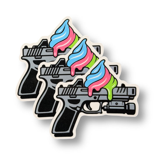 Tri-Color Frosted Pistol Sticker Pack