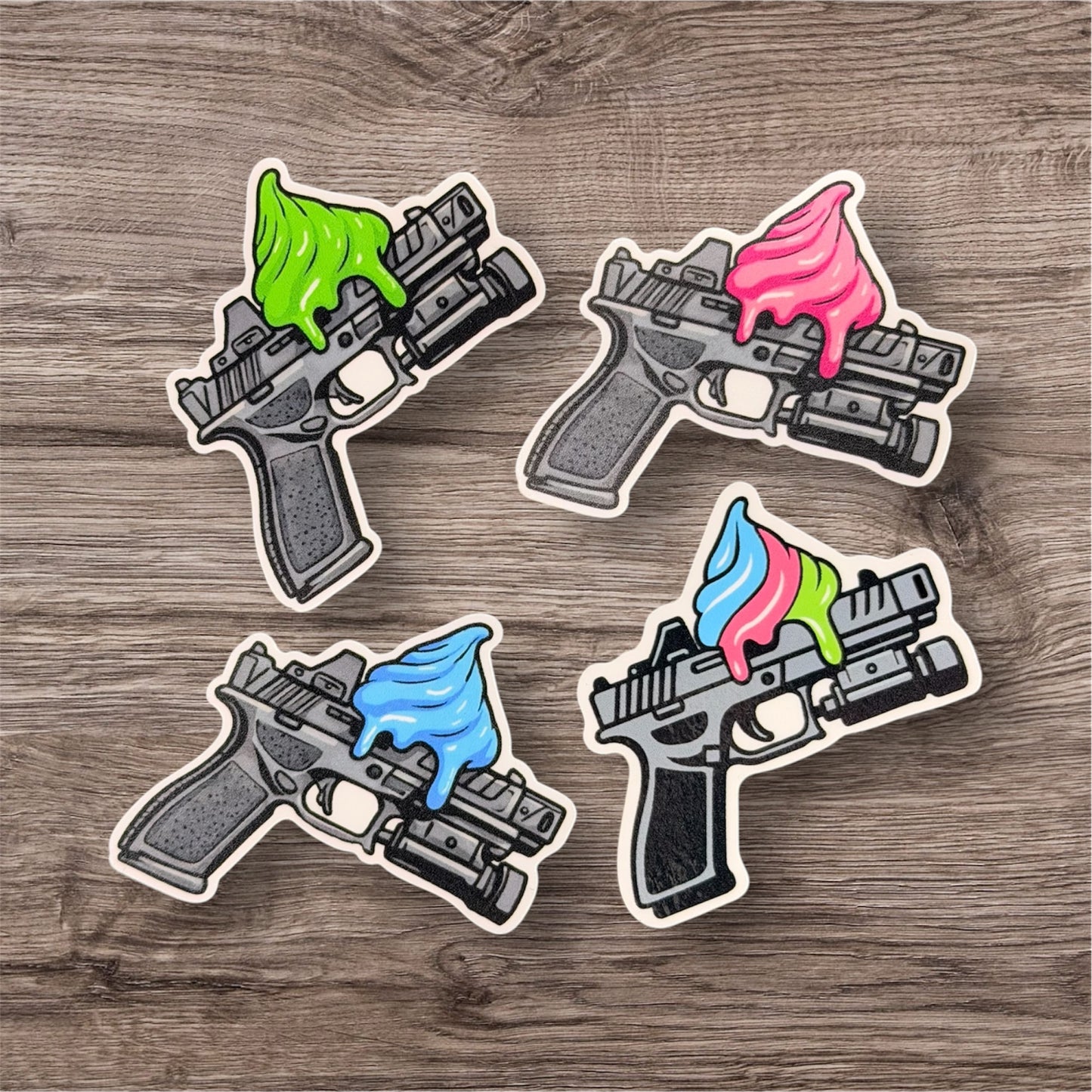 Individual Frosted Pistol Stickers